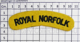 WO2 Brits paar shoulder Titles Royal Norfolk - 10,5 x 2,5 cm - origineel