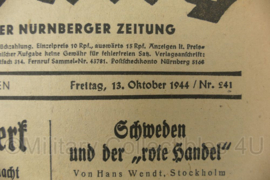 WO2 Duitse krant Frankische Tageszeitung nr. 241 13 oktober 1944 - 47 x 32 cm - origineel