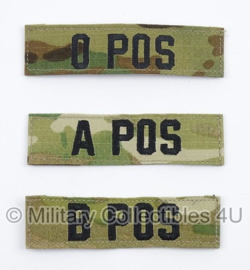 US Army OCP Multicamo bloedgroep patch met klittenband - O POS, A POS, B POS - origineel