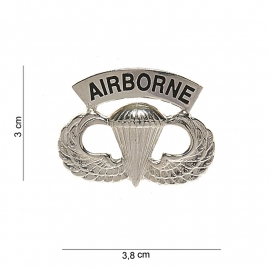 US parawing jumpwing Parachutist Badge met tekst "Airborne"  erboven - 3,8 x 3 cm.