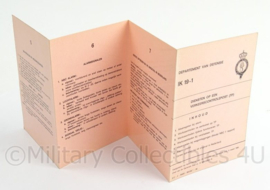 KL Landmacht Instructiekaart Diensten op een verkeerscontrole post IK 19-1 1969 - afmeting 10 x 15cm - origineel