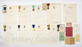 Zeer complete WO1 en Wo2 Belgische oorkonde en medaille set van 1 persoon Nuyts - inclusief Wo2 Duitse documenten - origineel