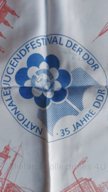 DDR 35 Jahre DDR FDJ Bezirks Rostock sjaal - getekend door groepsleden - 66 x 66 cm - origineel