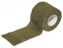 Stoffen camouflage tape voor uitrusting en dergelijke -   5 cm. breed en  4,5 meter lang  -  GROEN