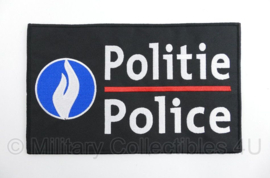 Belgische Politie Police embleem rugstrook "Politie Police"- zwart - met klittenband - 24,5 x 15 cm