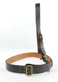 Donkerbruine leren koppel met schouderriem Sam Brown model Waist Belt  - meerdere maten - origineel