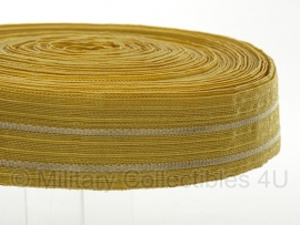 Marine mouwband  42mm breed - 2 meter lang - goud met 2 witte lijnen