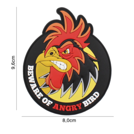 Beware Angry Bird ROND embleem PVC - 9,6 x 8 cm