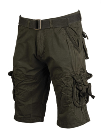 Vintage survival shorts + trouser belt prewash korte broek - Groen
