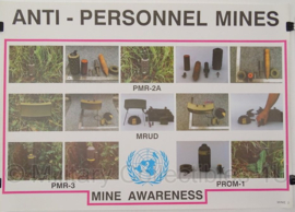 UN United Nations leger kaart Anti-Personnel Mines - 69 x 49 cm - origineel