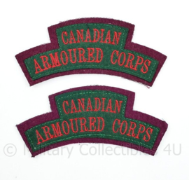 WO2 WW2 Canadian Armoured Corps shoulder title pair