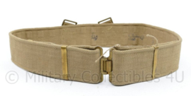 Wo2 Britse P37 Koppel khaki Webbing  - messing gespen -  88 x 5,5 cm - origineel