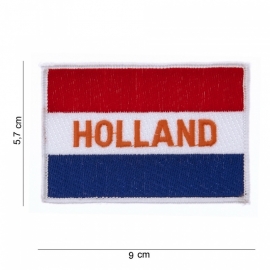 Uniform landsvlag Nederland "Holland" vlag voor uniform - met tekst "Holland" - medium - 9 x 5,7 cm.