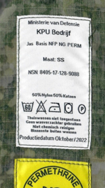 Defensie Jas Basis NFP NG Permethrine - XS Regular, Small Regular, Medium Short, Medium Regular of Large Short of XL Regular - NIEUW  - origineel