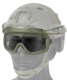Tactical Airsoft Smoke Goggles voor MICH FAST helm en ook los te dragen - Groen frame met smoke glas(zonder helm)