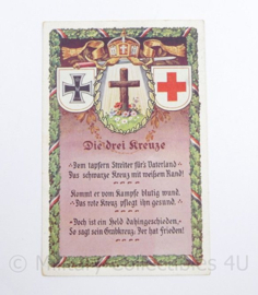 WO1 Duitse Postkarte 1916 Die Drei Kreuze - 14,5 x 9 cm - origineel