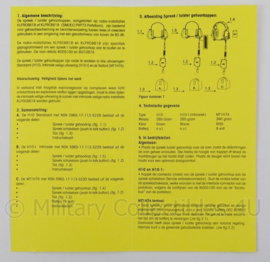 KL Landmacht Instructiekaart Spreek/luister gehoorkap koptelefoon - IK012668 - afmeting 21 x 10 cm - origineel