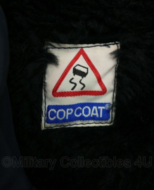 Belgische Politie Copcoat regenmantel regenjas donkerblauw met kraagspiegels en voering - maat 58 - gedragen - origineel
