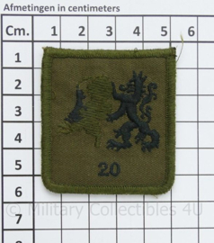 KL 20 Natres Bataljon borstembleem 20 Nationale Reserve - met klittenband - 5 x 4½ cm - origineel