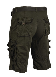 Vintage survival shorts + trouser belt prewash korte broek - Groen