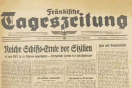 WO2 Duitse krant Frankische Tageszeitung nr. 187 12 augustus 1943 - 47 x 32 cm - origineel