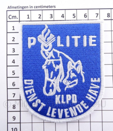 KLPD Koninklijke Landelijke Politie Dienst "Dienst Levende Have" embleem - afmeting 7 x 9 cm
