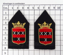 Kraagspiegels gemeente Amsterdam of politie Amsterdam - 4 x 8 cm - origineel