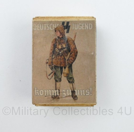 WO2 Duits luciferdoosje van echt hout - Waffen SS Deutsche Jugend Komm Zu Uns - 6 x 4 cm