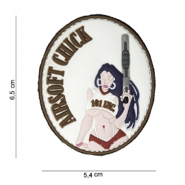 Embleem 3D PVC - met klittenband - Airsoft Chick - 6,5 x 5,4  cm