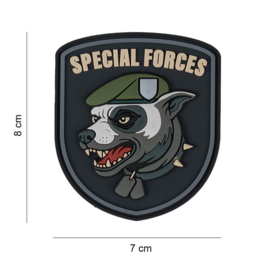 Embleem Special Forces dogs - klittenband - 3D PVC - 8 x 7 cm