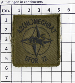 KL Nederlandse leger 42 NL MECHBAT SFOR 12 borstembleem - met klittenband - 5 x 5 cm - origineel
