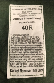 US Coverall, Flyers CWU-27/P groene overall vlieger piloten overall Aureus International - NIEUW/ongebruikt - size 40R - origineel