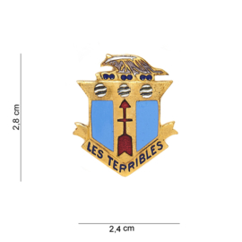US Army 128th Infantry Regiment Les Terribles G unit crest metaal - 2,8 x 2,4 cm - maker Meyer - origineel