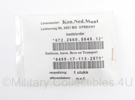 KL Nederlandse leger BEVO Regiment Bevoorradings- en Transporttroepen baret insigne - maker Koninklijke Nederlandse Munt - nieuw in verpakking - origineel