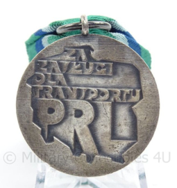Poolse medaille PRL 2 fur verdienste im transportwesen ZILVER - afmeting 3,5 x 10,5 cm - origineel