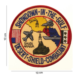 Embleem stof Showdown in the Gulf Desert Shield 10 cm. rond