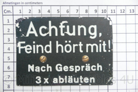 WO2 Duits veldtelefoon bordje - 10½ x 7½ cm - replica