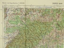 Duitse stafkaart Jugoslawien Zagreb (Agram) Blatt 28 Sonderausgabe Nur für den Dienstgebrauch Joegoslavie - 64,5 x 50 cm. schaal 1:100000 - origineel 1932