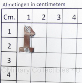 Eenheid nummer voor epaulet ENKEL - nummer 1 - 2 x 1 cm - origineel