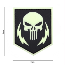 Embleem 3D PVC met klittenband Glow in the Dark - Punisher Thunder Strokes - 6 x 5 cm