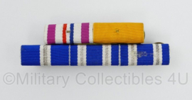 Defensie medaillebalk met 5 batons - Vredesoperaties, Trouwe dienst, NATO medal Balkans en NATO medal ISAF - 8 x 2,5 cm - origineel