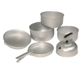 Compacte aluminium pannenset met theepot - 7 delig