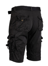 Vintage survival shorts + trouser belt prewash korte broek - BLACK