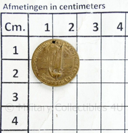 Coin Amsterdam aanmoedigings zeilwedstrijden bemanning 1954 - diameter  2 cm - origineel