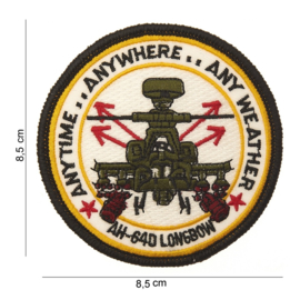 Embleem stof AH - 64D Longbow - 8,5 cm. rond