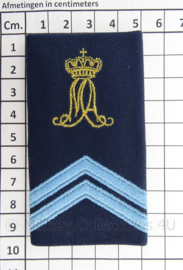 KLu Luchtmacht DT epauletten rang Korporaal der 1e klasse / Korporaal Militaire Academie - per paar - afmeting 5 x 9,5 cm -  origineel