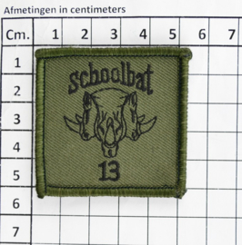 KL Nederlandse leger 13 Schoolbat 13e Schoolbataljon borstembleem - met klittenband - 5 x 5 cm - origineel