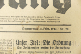 WO2 Duitse krant Frankische Tageszeitung nr. 28 3 februari 1944 - 47 x 32 cm - origineel