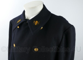 Vintage Nederlandse Brandweer jas - halflang model - maat Medium - gedragen - origineel
