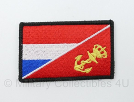 KMARNS Korps Mariniers en KM Koninklijke Marine Nederlandse vlag met anker embleem met klittenband - 8 x 5 cm
